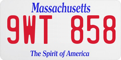 MA license plate 9WT858