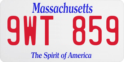 MA license plate 9WT859