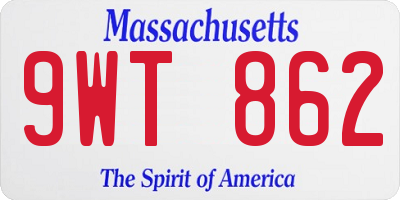 MA license plate 9WT862