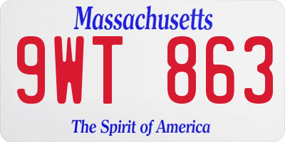 MA license plate 9WT863