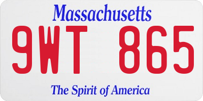 MA license plate 9WT865