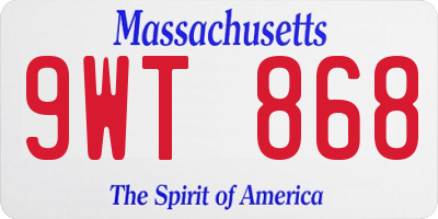 MA license plate 9WT868