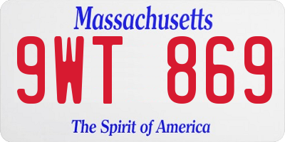 MA license plate 9WT869