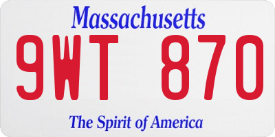 MA license plate 9WT870