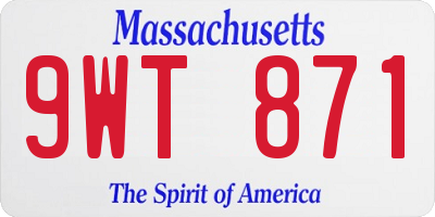 MA license plate 9WT871