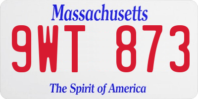 MA license plate 9WT873