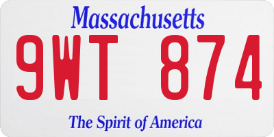 MA license plate 9WT874