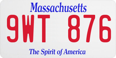 MA license plate 9WT876