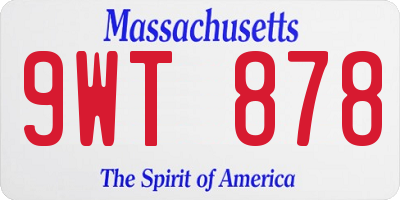 MA license plate 9WT878