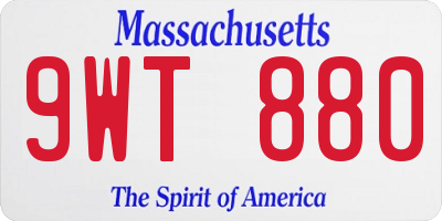 MA license plate 9WT880