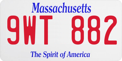 MA license plate 9WT882