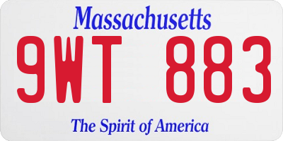 MA license plate 9WT883