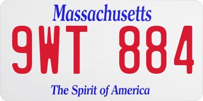 MA license plate 9WT884
