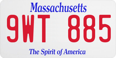 MA license plate 9WT885
