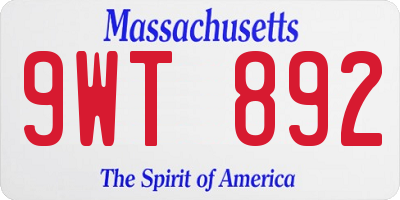 MA license plate 9WT892