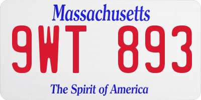 MA license plate 9WT893
