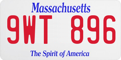 MA license plate 9WT896