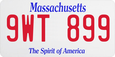 MA license plate 9WT899
