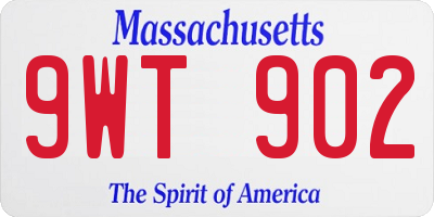 MA license plate 9WT902