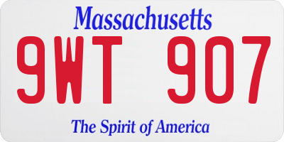 MA license plate 9WT907