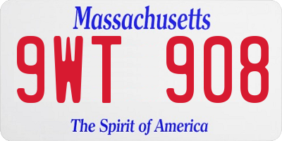 MA license plate 9WT908