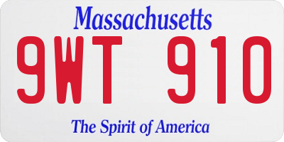 MA license plate 9WT910