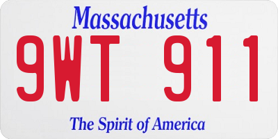 MA license plate 9WT911