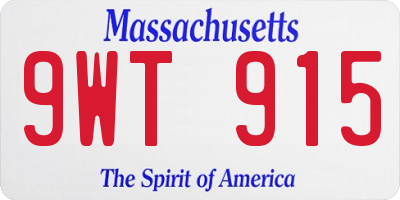 MA license plate 9WT915