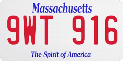 MA license plate 9WT916
