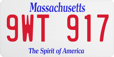 MA license plate 9WT917