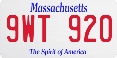 MA license plate 9WT920
