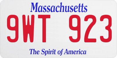 MA license plate 9WT923