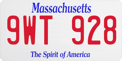 MA license plate 9WT928