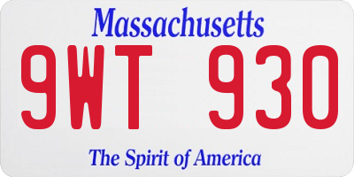 MA license plate 9WT930