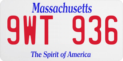 MA license plate 9WT936