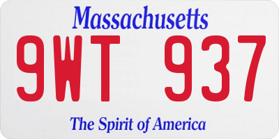 MA license plate 9WT937