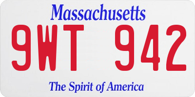 MA license plate 9WT942