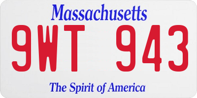 MA license plate 9WT943