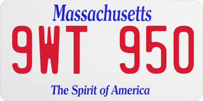 MA license plate 9WT950
