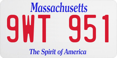 MA license plate 9WT951