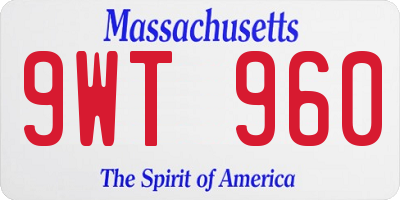 MA license plate 9WT960