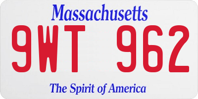MA license plate 9WT962