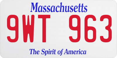 MA license plate 9WT963