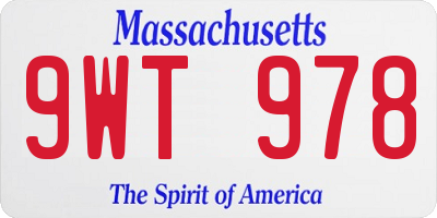 MA license plate 9WT978