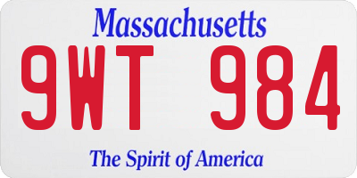 MA license plate 9WT984