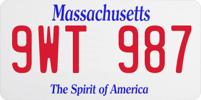 MA license plate 9WT987