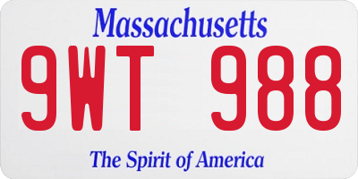 MA license plate 9WT988