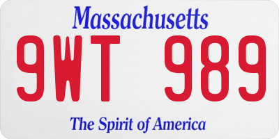 MA license plate 9WT989
