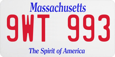 MA license plate 9WT993