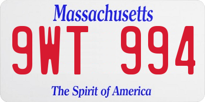 MA license plate 9WT994